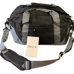 Dalix Small Duffel Bag Black Grey Gym Travel Sports Shoulder Strap 14 Inch